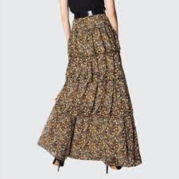 NWT BA&SH Sibil Tiered Printed Carbone Maxi Skirt, Size 1 (Fits like US 4) - Picture 2 of 4